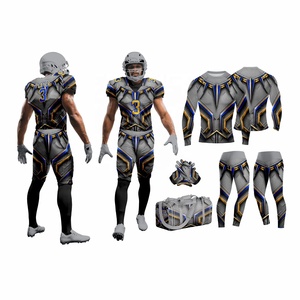 Conjunto de Uniforme de Fútbol Americano Sublimado con Patrón Negro, Compresión Transpirable, Absorbe la Humedad, Nombre del Equipo Personalizado, Camiseta, Pantalones, Guantes - Product Image 4