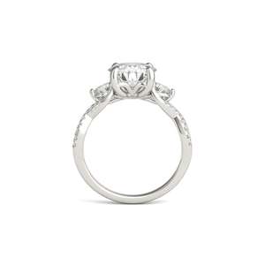 Anillo de compromiso y aniversario para mujer con tres diamantes, banda trenzada con pavé, 2.38 CT, diamantes cultivados en laboratorio, chapado en rodio de 14k - Product Image 4