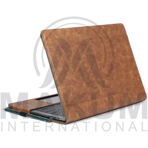 Housse pour ordinateur portable en cuir marron, en PU, avec fermeture à rabat et poche intérieure pour la protection du MacBook Pro - Product Image 2