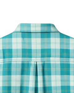 Custom Teal And White Plaid Womens Short Sleeve Button Up Shirt Casual Summer Lightweight Breathable <b>Checkered</b> <b>Top</b> With Pocket - Product Image 6