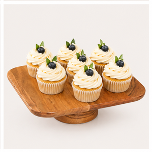 Support à gâteau carré en bois rustique haut de gamme, fait main, durable, pour mariage, anniversaire et pâtisserie - Product Image 2