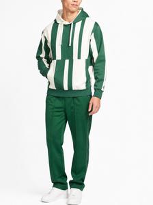 Sweat-shirt à capuche rayé vert et blanc pour homme, coupe classique avec poche logo sur le devant, décontracté, séchage rapide, idéal pour l'automne - Product Image 5