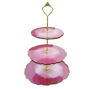 2 Tier Black and Gold <b>Resin</b> Cake Stand Handcrafted <b>Epoxy</b> Dessert Display Tower For Wedding Party And Fine Dining <b>Table</b> Decor - Product Image 6