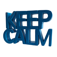 Décoration de table créative en bois d'ingénierie peint en bleu, sculpture d'art intelligente en bois, pièce maîtresse élégante 'Keep Calm' pour la décoration du salon
