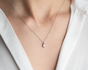 Pendentif en améthyste clair taille poire, pierre de naissance, en argent sterling 925, collier délicat, parure de bijoux fins, plaqué or, cadeau - Product Image 6