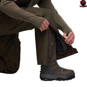 Salopette de chasse et de pêche pour homme, marron terre, unie, taille haute, poches sur les cuisses zippées, genoux renforcés et articulés - Product Image 4