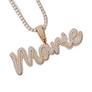 Colgante Personalizado de Plata 925 con Letra y Nombre de Moissanita, Corte Brillante, Bañado en Rodio, Estilo Hip Hop, Joyería Religiosa Hindú - Product Image 1
