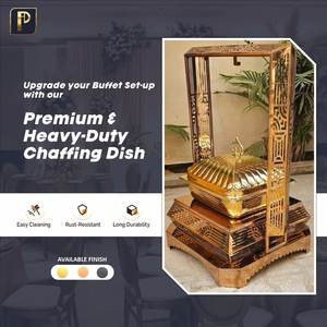 Recipiente Clásico de Latón para Buffet con Soporte Elevado y Tapa, Calentador de Alimentos Premium para Catering, Bodas, Banquetes y Exhibiciones en Hoteles - Product Image 2