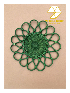 Sous-plat en rotin vert vintage fait main, écologique, non toxique, durable, motif floral, pour décoration de table de mariage et de dîner - Product Image 4