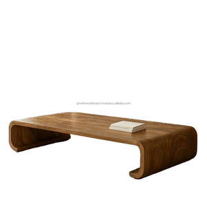 ม้านั่งไม้โค้งมนทันสมัย โต๊ะกาแฟไม้เนื้อแข็ง ม้านั่งนั่งเตี้ยสไตล์มินิมอล เฟอร์นิเจอร์ห้องนั่งเล่น - Product Image 1