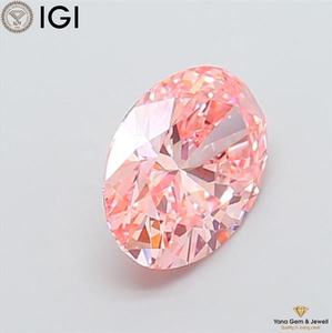 Diamant de 2,00 carats avec certificat IGI, couleur rose vif fantaisie, clarté VVS2, diamant de laboratoire cultivé en CVD, taille ovale, pour bague de fiançailles - Product Image 3