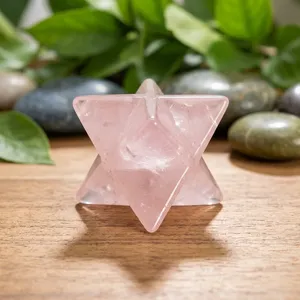 Vente en gros de magnifiques étoiles de Merkaba en quartz rose d'Europe, pierres précieuses semi-précieuses, 14-18 mm, faites à la main, respectueuses de l'environnement, Feng Shui - Product Image 3