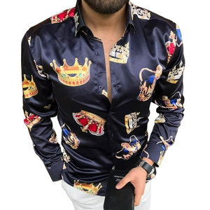 Nueva Blusa Estampada para Hombre, Estilo Casual, Corte Ajustado, Manga Larga, para Primavera y Otoño - Product Image 3