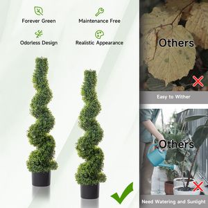 Set di 2 Alberi a Spirale Artificiali in Bosso Verde da 115cm - PVC - Product Image 4