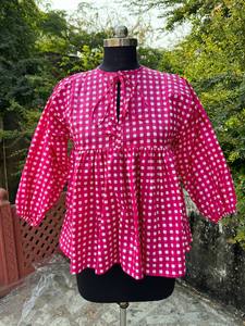 Vestido tipo túnica con cuello redondo y estampado de algodón para mujer, vestido corto informal, túnica de verano de algodón ligera y transpirable - Product Image 5