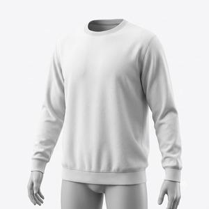 เสื้อสเวตเชิ้ตผู้ชายสีขาว คอกลม แขนยาว ทรงปกติ สไตล์ลำลอง สีพื้น - Product Image 1