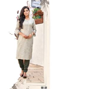 Dernière collection de rayonne viscose fantaisie à doublure épaisse avec broderie et séquence de travail Kurtis - Product Image 2