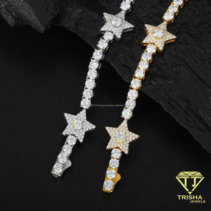 Elegante Pulsera con Detalle de Estrella y Eslabones de Piedras Redondas Brillantes para Importadores y Distribuidores de Joyería de Moda - Product Image 4