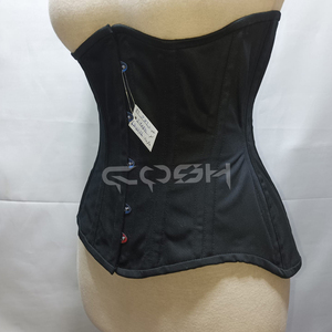 Classic Black Cotton Waist Trainer Corset High Compression <b>Underbust</b> Body Shaper Corset With Front Busk Closure - Product Image 1