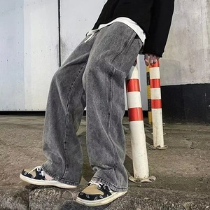 New Streetwear Loose <b>Jeans</b> Men Korean Style Fashion Loose Straight Wide Leg Pants Men's Brand Streetwear Autumn Cotton Woven - Product Image 4