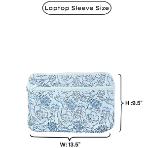 Protective Padded Luxurious Portable Laptop Sleeve Cotton Eco Friendly Handmade Jaipur Print Case <b>Quilted</b> Design Zipper Pockets - Product Image 6