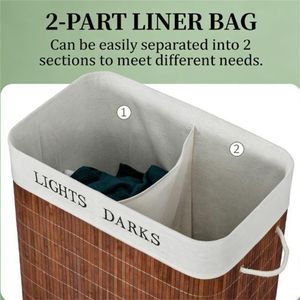 Cesto per Bucato Pieghevole in Bambù Marrone - Product Image 3