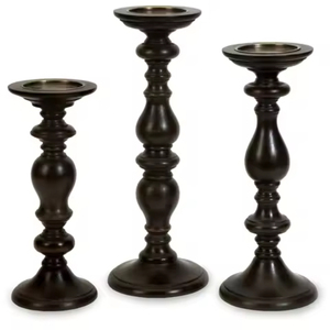 Ensemble de 2 chandeliers en bois, forme colonne, pour décoration de maison et de mariage, design conique, style vintage - Product Image 2