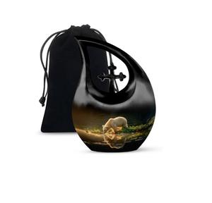 Urna Funeraria Moderna de Aluminio Blanca en Forma de Lágrima con Cruz para Cenizas Humanas de Adultos - Product Image 6