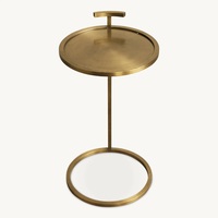 Mesa de Centro Redonda Moderna de Madera de Mango Maciza con Base de Pedestal, Acabado en Nogal, Altura Ajustable, Mueble Ecológico para Sala de Estar