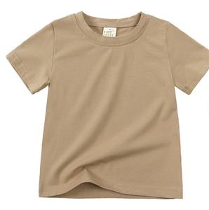 Camiseta de Verano para Niños Pequeños, Cuello Redondo, Algodón Sólido, Manga Corta, Tejida, Antiencogimiento, Color Caramelo, Personalizada - Product Image 5