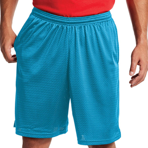 Shorts en maille 100 % polyester respirants, écologiques et à séchage rapide pour hommes, avec taille élastique, couleur unie, décontractés, personnalisables avec impression sérigraphique sur le devant - Product Image 6