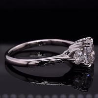 Bague de fiançailles pour femme en or massif 14 carats avec diamant naturel taille brillant 1,86 carat H VS2 et 3 pierres latérales naturelles certifiées classiques