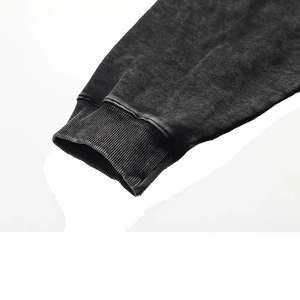 Sudadera con capucha unisex con cremallera, efecto desgastado, de algodón lavado y bordes deshilachados para looks modernos en capas - Product Image 2