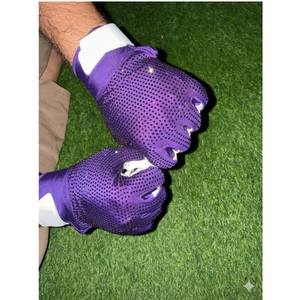 Gants sans doigts violets avec imprimé pailleté, antidérapants, pour le sport, unisexes, toutes saisons, à enfiler - Product Image 2