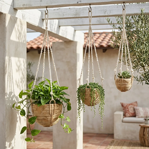 Maceta Colgante de Ratán Tejida a Mano, Cesta de Flores Colgante Transpirable para Decoración de Patio Trasero, Terraza y Pasillo, de Vietnam - Product Image 5