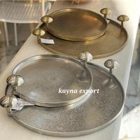 Plateau de service à dessert mobile en métal artisanal de luxe au design moderne, motif champignon, idéal pour le Ramadan et les mariages - Vente chaude Kayna Export