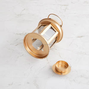 Lanterne en métal enduit de poudre dorée de haute qualité Design arabe fait à la main Unique bougeoir élégant pour lampe de sel chaud de Noël - Product Image 5