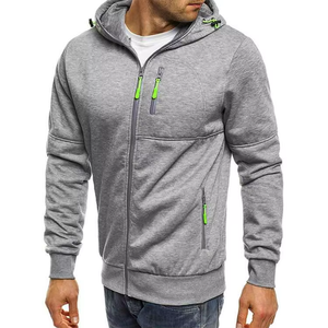Men Full <b>Zip</b> <b>Hooded</b> Sweatshirt Custom Cotton Fleece Hoodie Contrast Zipper Casual Outdoor Jacket OEM ODM Wholesale Men Full <b>Zip</b> - Product Image 5