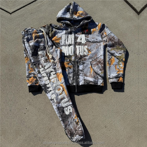 Vêtement de sport deux pièces en molleton technique 100% coton, poids lourd, Observex, hiver, fermeture éclair, capuche, unisexe, streetwear, vente en gros - Product Image 1