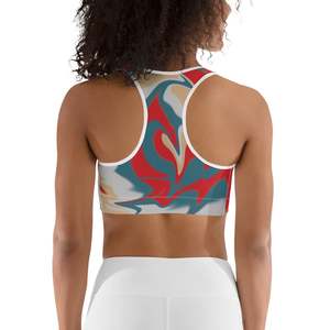 Sujetador deportivo tipo racerback para mujer con estampado abstracto, soporte medio, ropa deportiva para yoga, transpirable, de spandex y poliéster, diseño sin costuras - Product Image 2