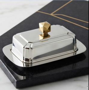 Plat à beurre rectangulaire en acier inoxydable avec couvercle hermétique pour la conservation de la fraîcheur, design moderne, vaisselle de cuisine - Product Image 3