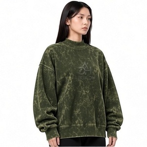 Sudadera Oversize de Felpa/Algodón con Lavado Ácido, Cuello Alto Simulado, Hombros Caídos, Color Negro, Premium, Estilo Urbano de Invierno, Muy Solicitada - Product Image 6