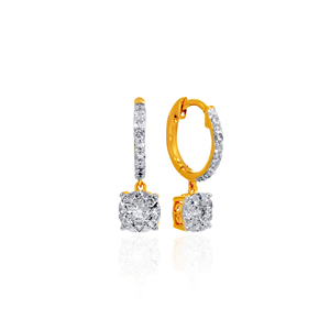 Pendientes de oro macizo de 18 quilates con diamantes cultivados en laboratorio, corte brillante redondo, estilo clásico para mujer. - Product Image 2