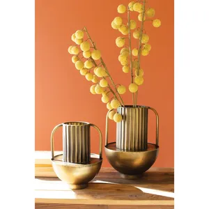 Jarrón de Flores de Hierro con Baño de Oro de Primera Calidad, Diseño Costero, Decoración de Mesa Ecológica y de Lujo para el Hogar, para Navidad, Zahid Exports - Product Image 2