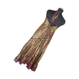 Nuevo Vestido Bohemio de Seda Sari para Mujer, Compra en Línea Directamente del Fabricante, Vestido de Noche Elegante sin Mangas para Damas - Product Image 4