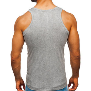 Men's Gray Hollow Back Tank Top O-Neck Knitted Printed 100% Polyester Casual Breathable Solid Color Muscle Fit Sleeveless <b>Vest</b> - Product Image 5
