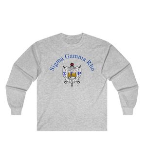 Camiseta de Manga Larga Personalizada con Escudo Colorido, Diseño de Letras Griegas para Mujer, Cuello Redondo Suave y Cómodo, Top Informal de Moda para Hermandades - Product Image 1