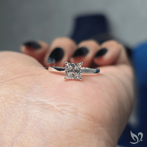 Princess Cut Lab Grown Diamond IGI Certified 1.0Ct <b>Solitaire</b> Engagement <b>Ring</b> 10k White Gold Luxury Classic Bridal Wedding <b>Ring</b> - Product Image 5