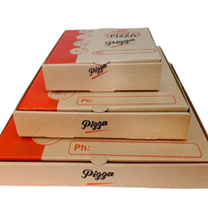 Cajas de Pizza Corrugadas Personalizadas al por Mayor, Empaque de Kraft de Grado Alimenticio con Impresión de Logotipo - Product Image 1