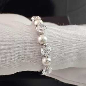 Anillo de Moissanita con Corte Redondo y Perla de Agua Dulce para Unisex, Plata 925 Original, Regalo de Boda o Fiesta para Pareja - Product Image 3